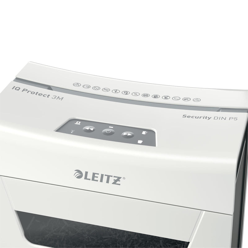LEITZ Protect 3M Aktenvernichter mit Partikelschnitt bis 3 Blatt weiß