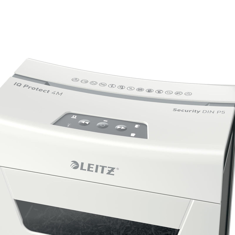 LEITZ Protect 4M Aktenvernichter mit Partikelschnitt bis 4 Blatt weiß