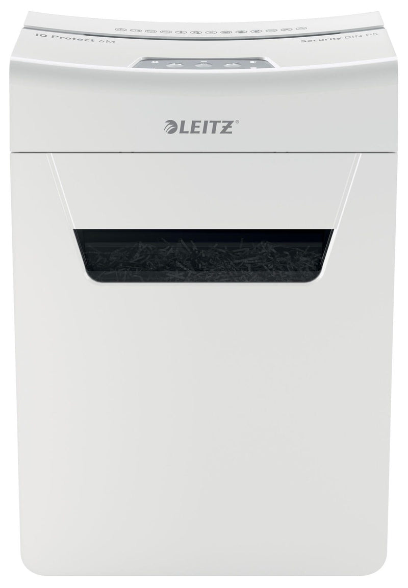 LEITZ Protect 6M Aktenvernichter mit Partikelschnitt bis 6 Blatt weiß