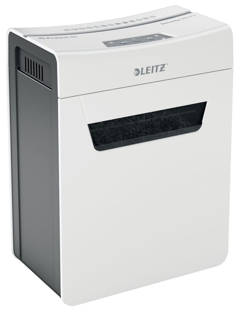 LEITZ Protect 8X Aktenvernichter mit Partikelschnitt bis 8 Blatt weiß