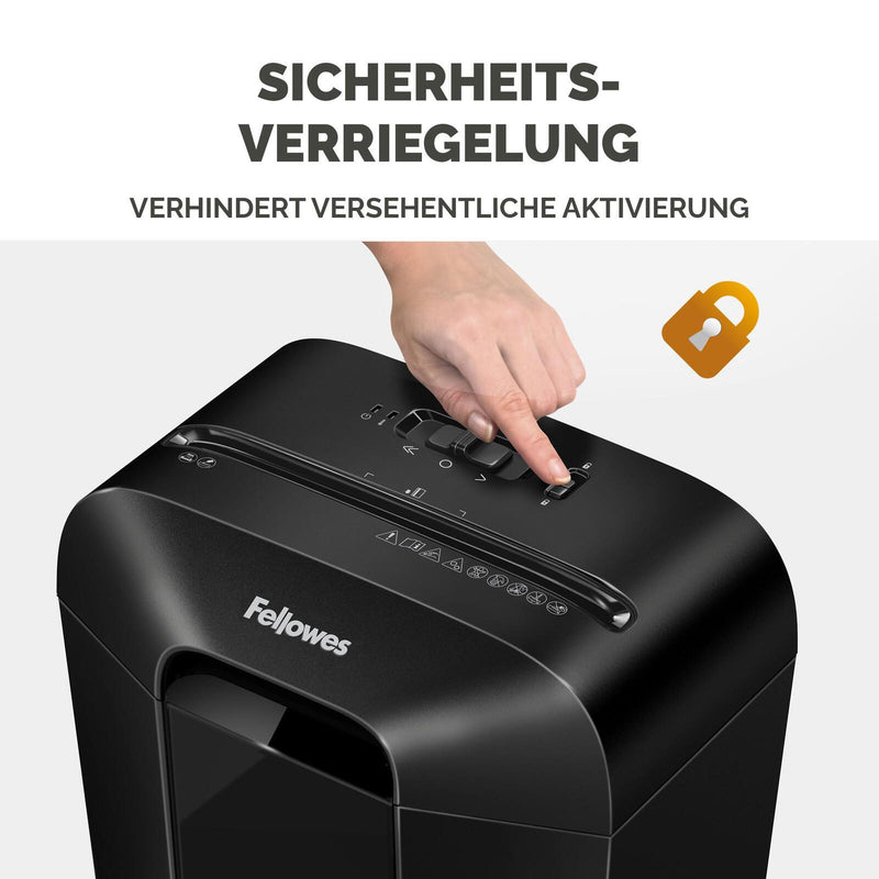 Fellowes LX70 Aktenvernichter mit Partikelschnitt bis 11 Blatt schwarz