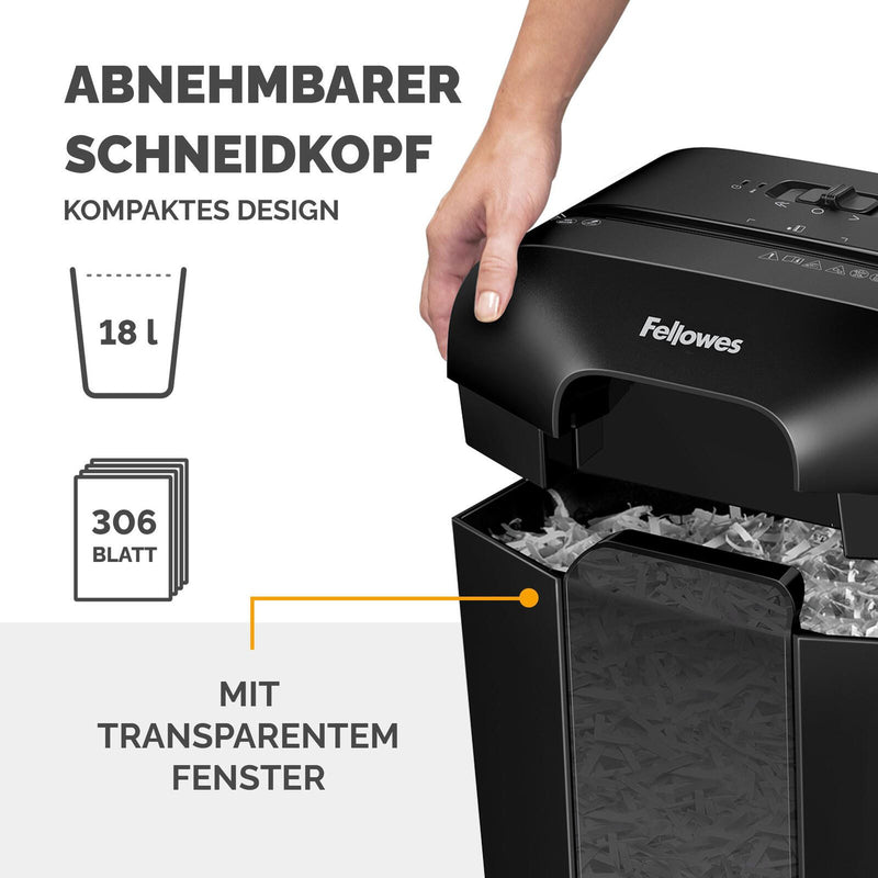 Fellowes LX70 Aktenvernichter mit Partikelschnitt bis 11 Blatt schwarz