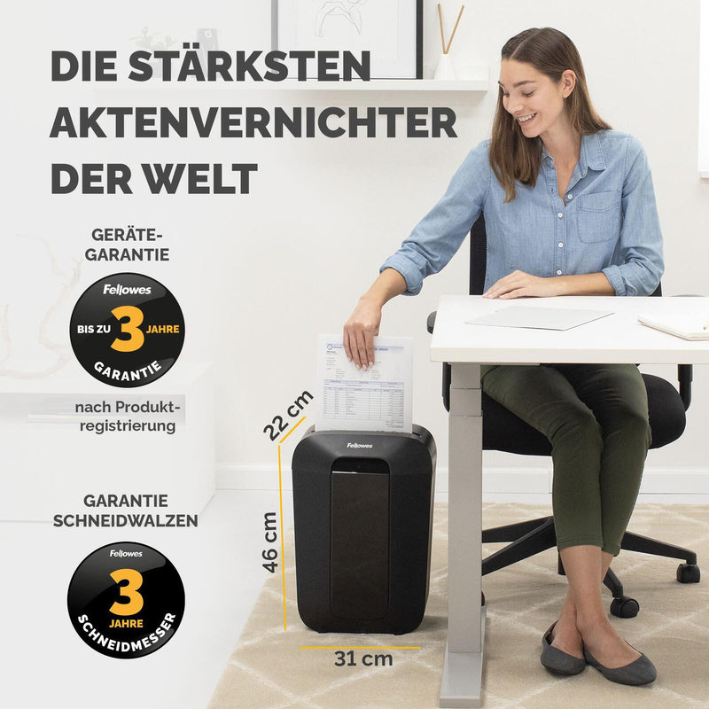 Fellowes LX70 Aktenvernichter mit Partikelschnitt bis 11 Blatt schwarz