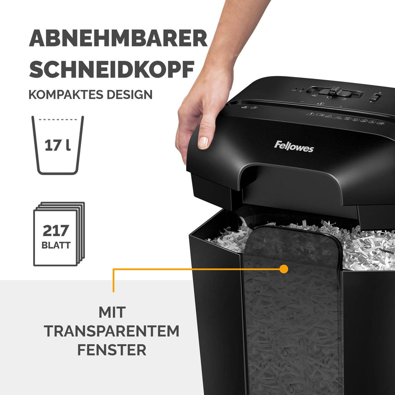 Fellowes LX50 Aktenvernichter mit Partikelschnitt bis 9 Blatt schwarz