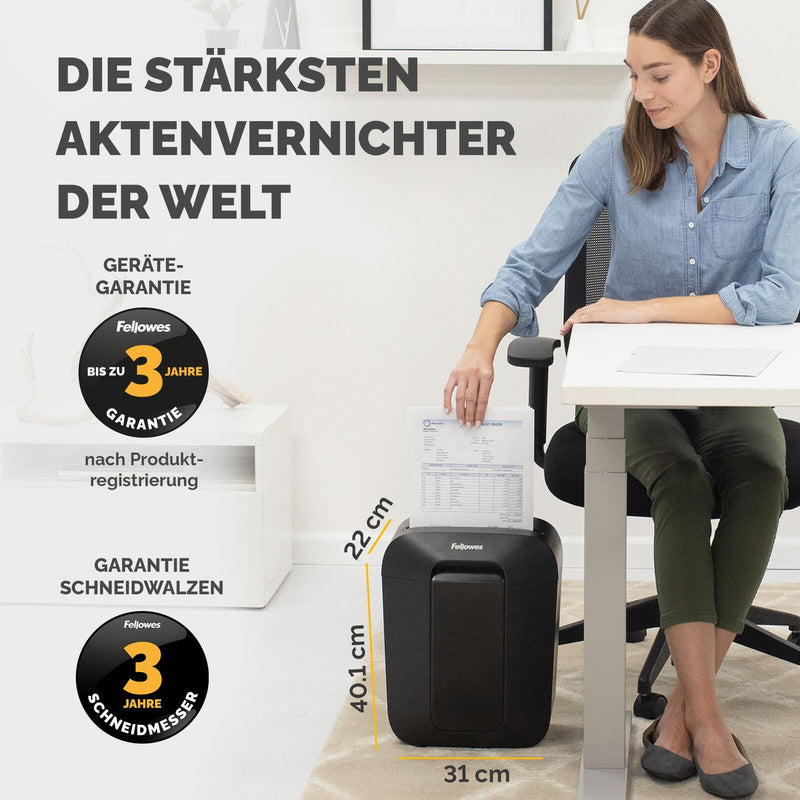 Fellowes LX50 Aktenvernichter mit Partikelschnitt bis 9 Blatt schwarz