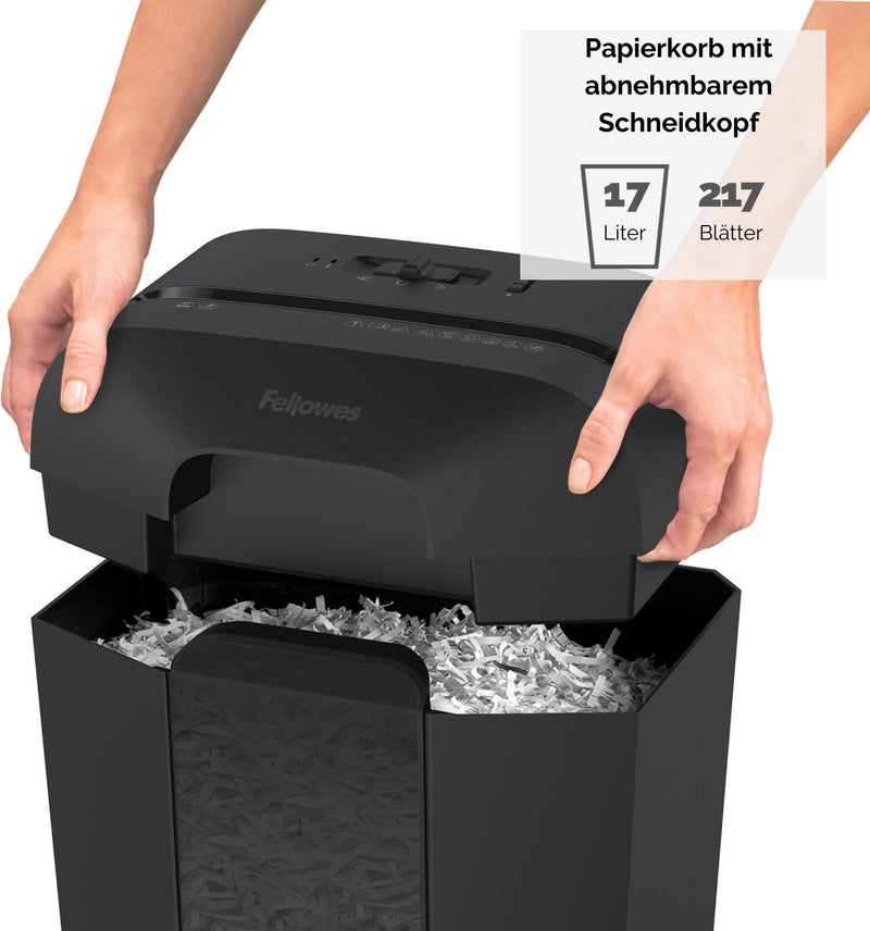 Fellowes LX50 Aktenvernichter mit Partikelschnitt bis 9 Blatt schwarz