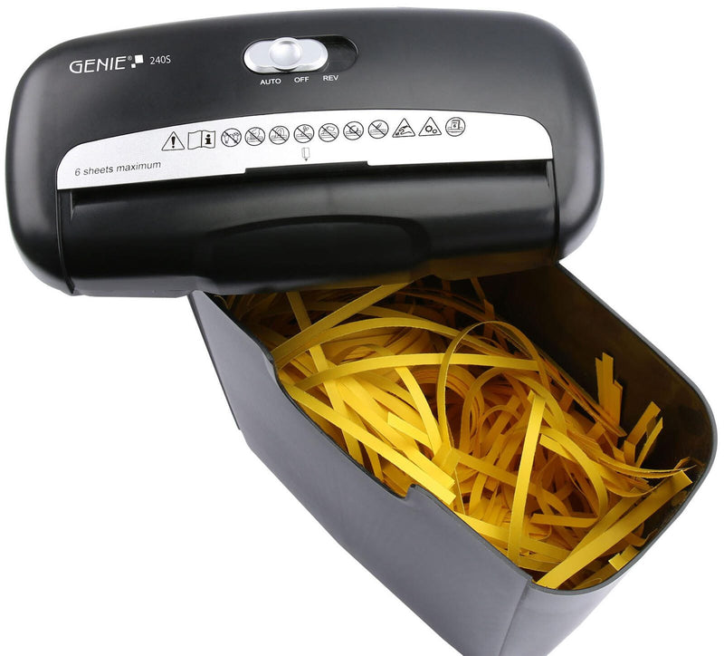 GENIE 240S Aktenvernichter mit Streifenschnitt bis 6 Blatt schwarz