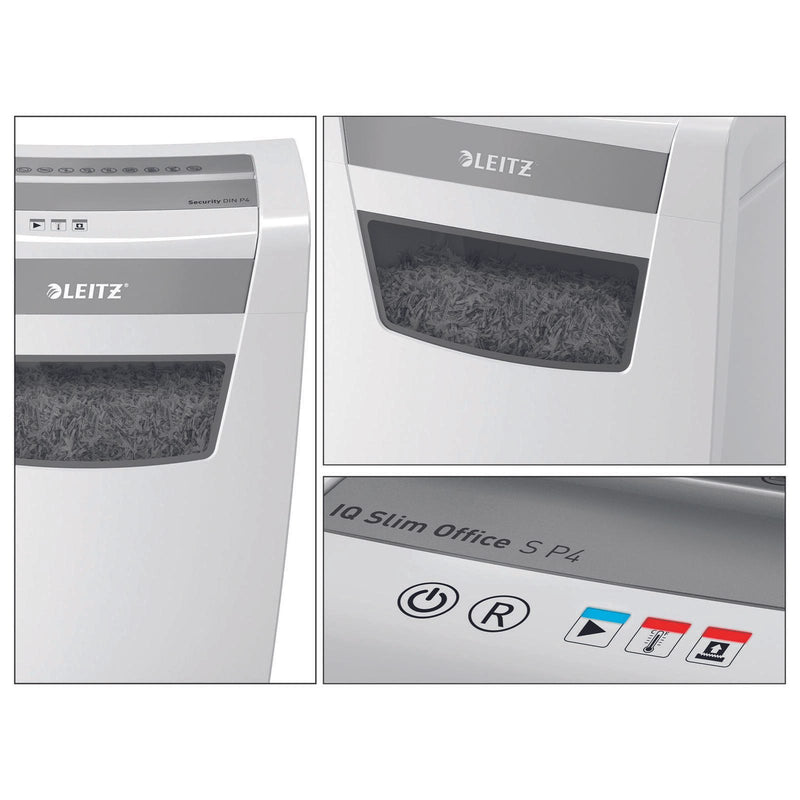 LEITZ office S P4 Aktenvernichter mit Partikelschnitt bis 12 Blatt weiß