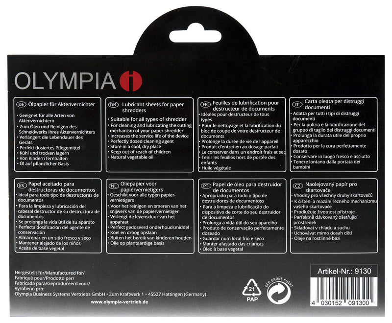 OLYMPIA Aktenvernichter-Ölblätter 12 Blatt