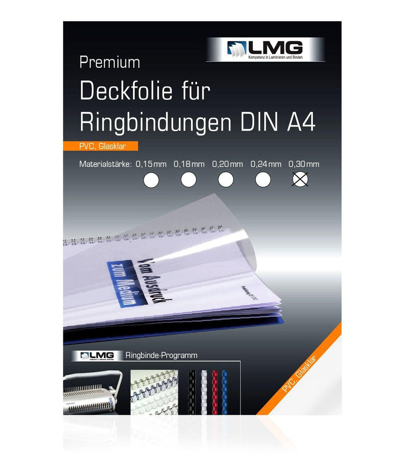LMG Deckfolien für Bindemappen DIN A4 0.3 mm transparent
