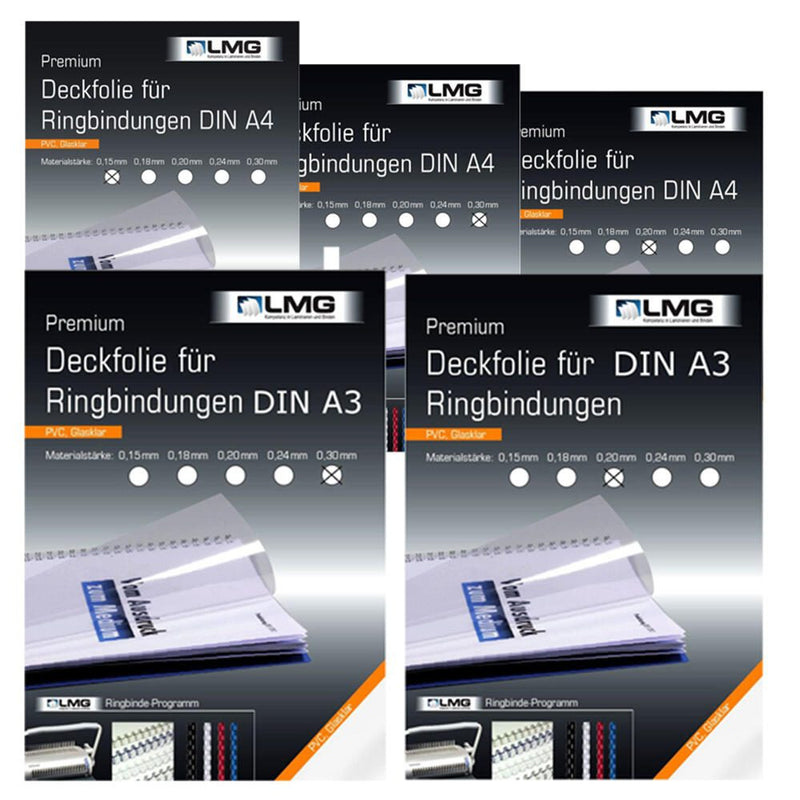 LMG Deckfolien für Bindemappen A3 0.3 mm transparent