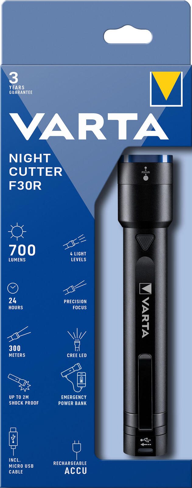 VARTA Taschenlampe 22.5 cm schwarz