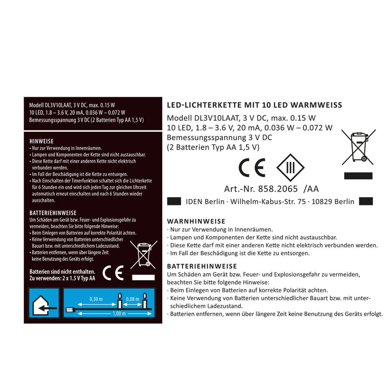 Idena Lichterkette 1 m transparent