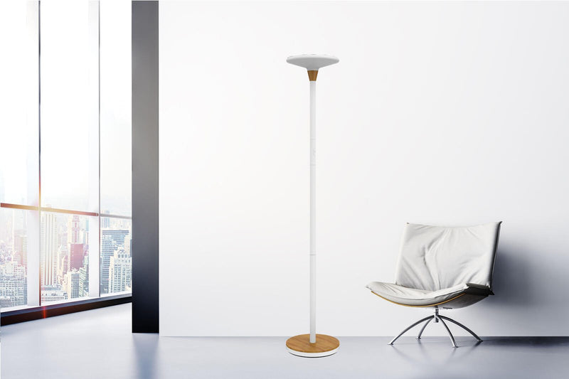 unilux Stehlampe 44.6 W weiß/bambus