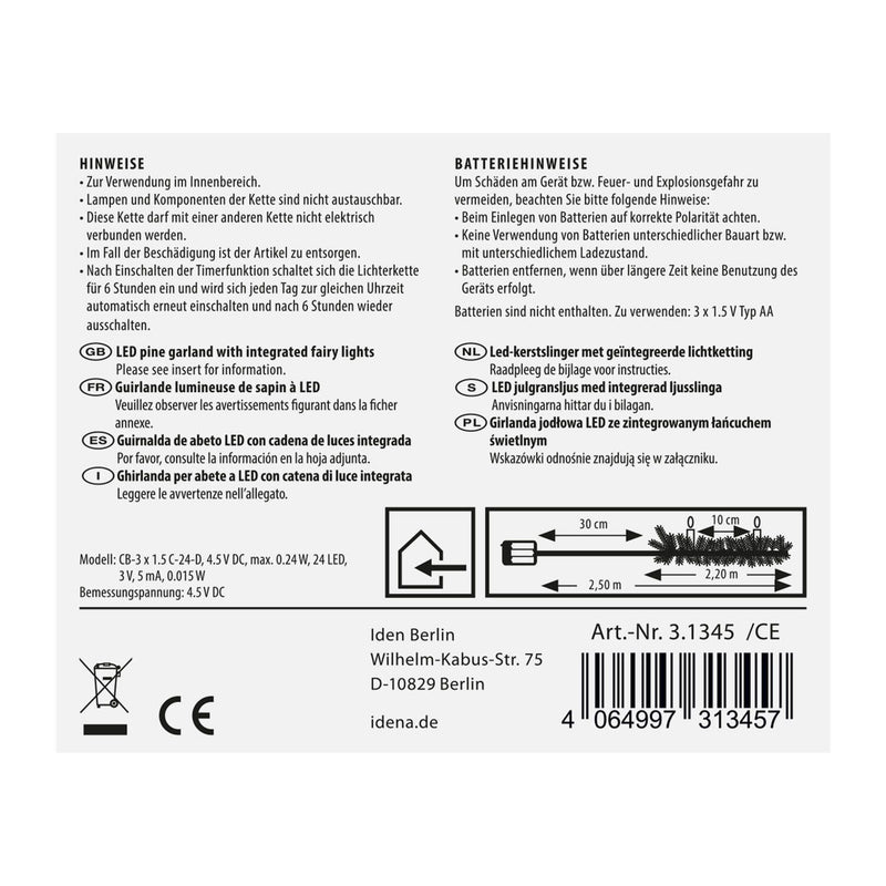 Idena Lichterkette 2.2 m dunkelgrün