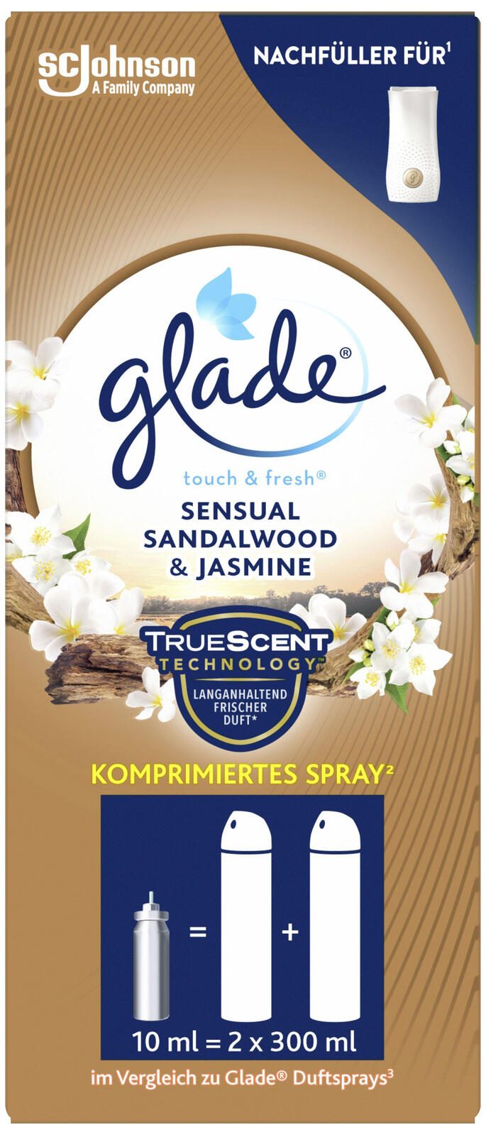 glade Raumduft-Nachfüller Jasminblüten, Sanftes Sandelholz und Moschus 10 ml