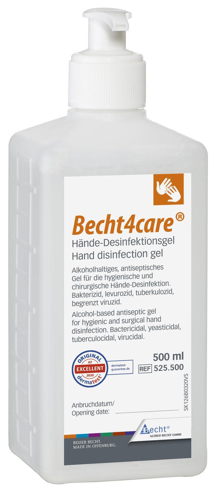 Becht4care® Händedesinfektionsgel 500,0 ml