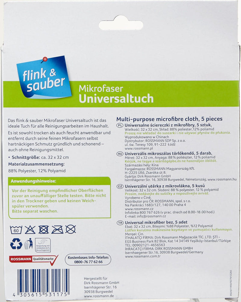 flink & sauber Mikrofasertücher 32 cm x 32 cm