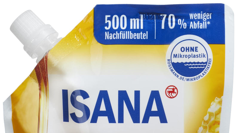 ISANA Flüssigseife Nachfüllpackung Milch & Goldener Honig 0,5 l