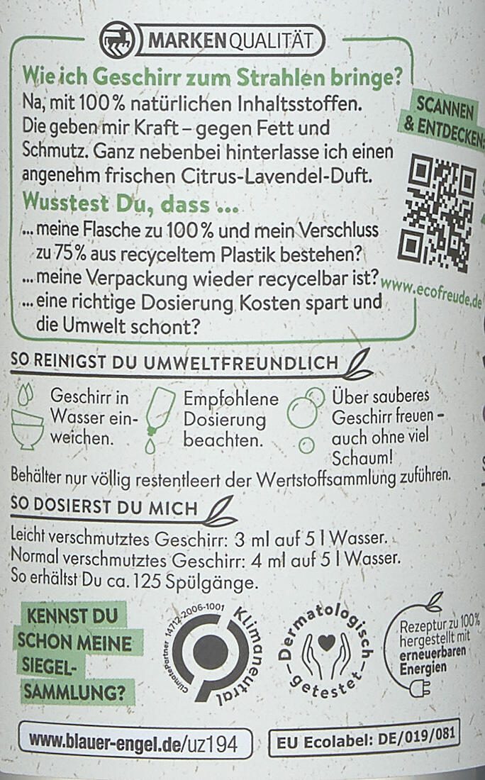 eco Freude Spülmittel Citrus, Lavendel 0,5 l