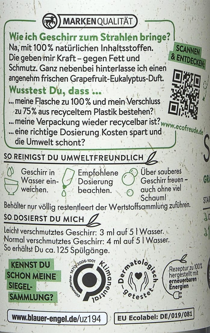 eco Freude Spülmittel Grapefruit, Eukalyptus 0,5 l