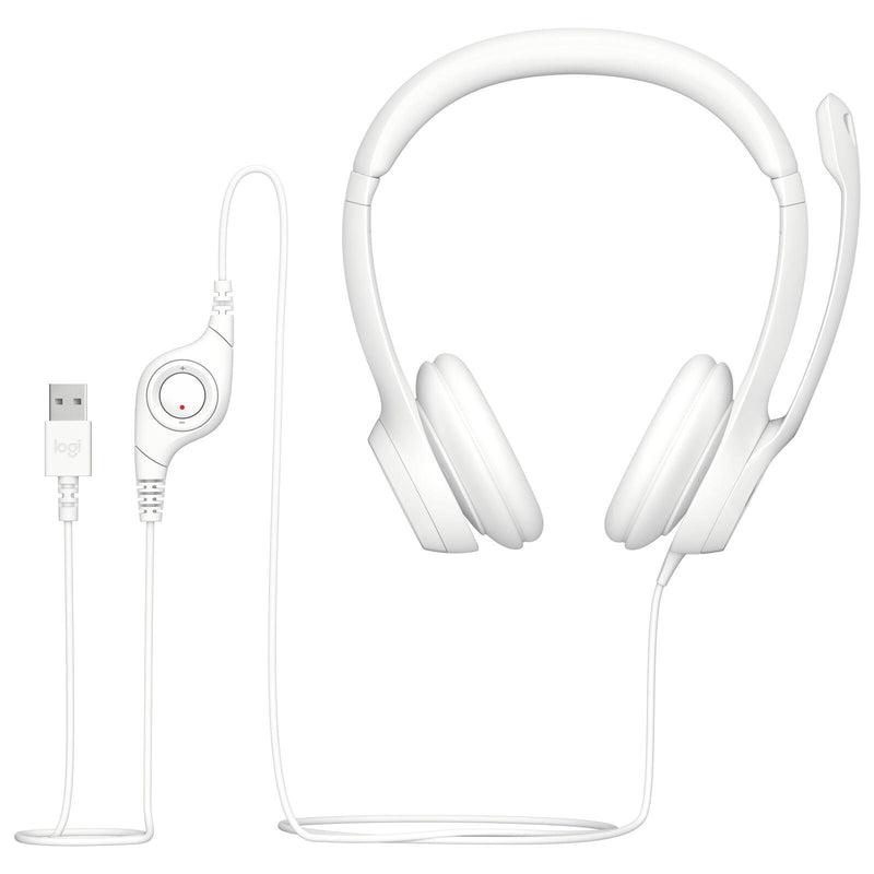 Logitech USB-Headset H390 grau, weiß