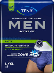 TENA Inkontinenzhosen MEN ACTIVE FIT PANTS PLUS Größe L/XL für Männer
