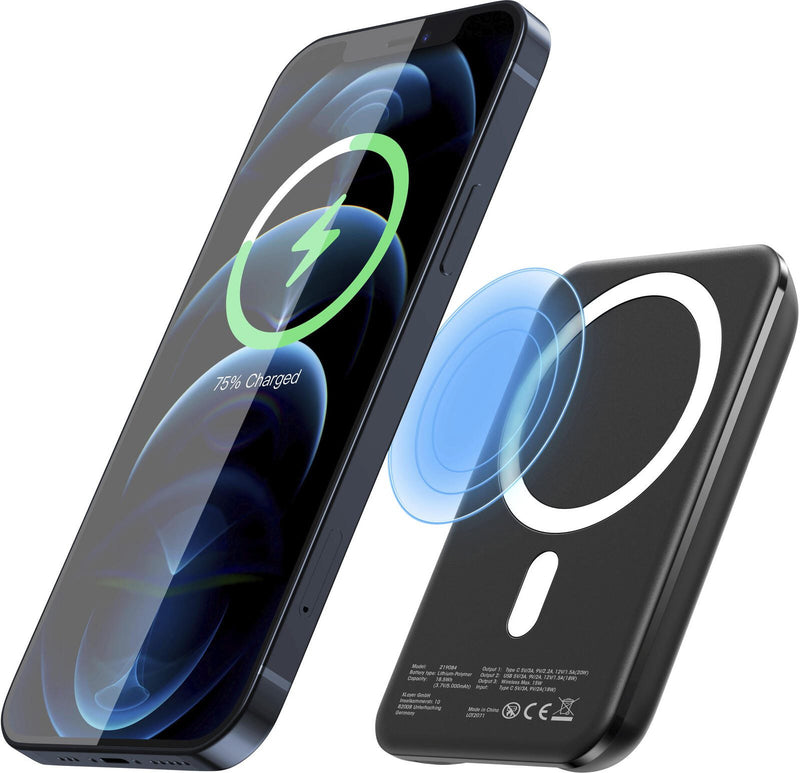 XLAYER Magnetic PD wireless Powerbank 5.000 mAh schwarz
