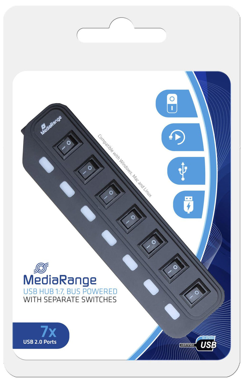 MediaRange USB-Hub 7-fach schwarz