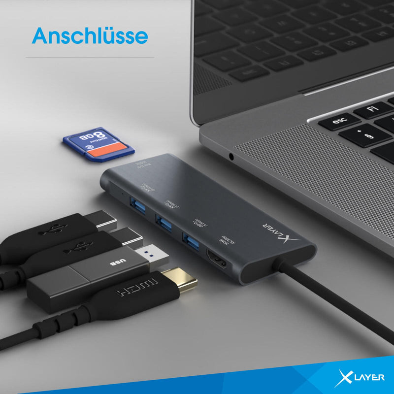 XLAYER Multiport-Adapter USB C Hub 6-in-1 6-in-1