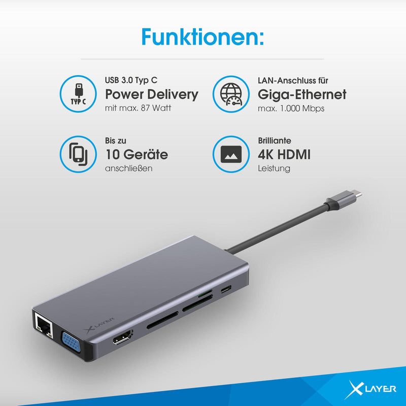 XLAYER Multiport-Adapter USB C Hub 13-in-1 13-in-1
