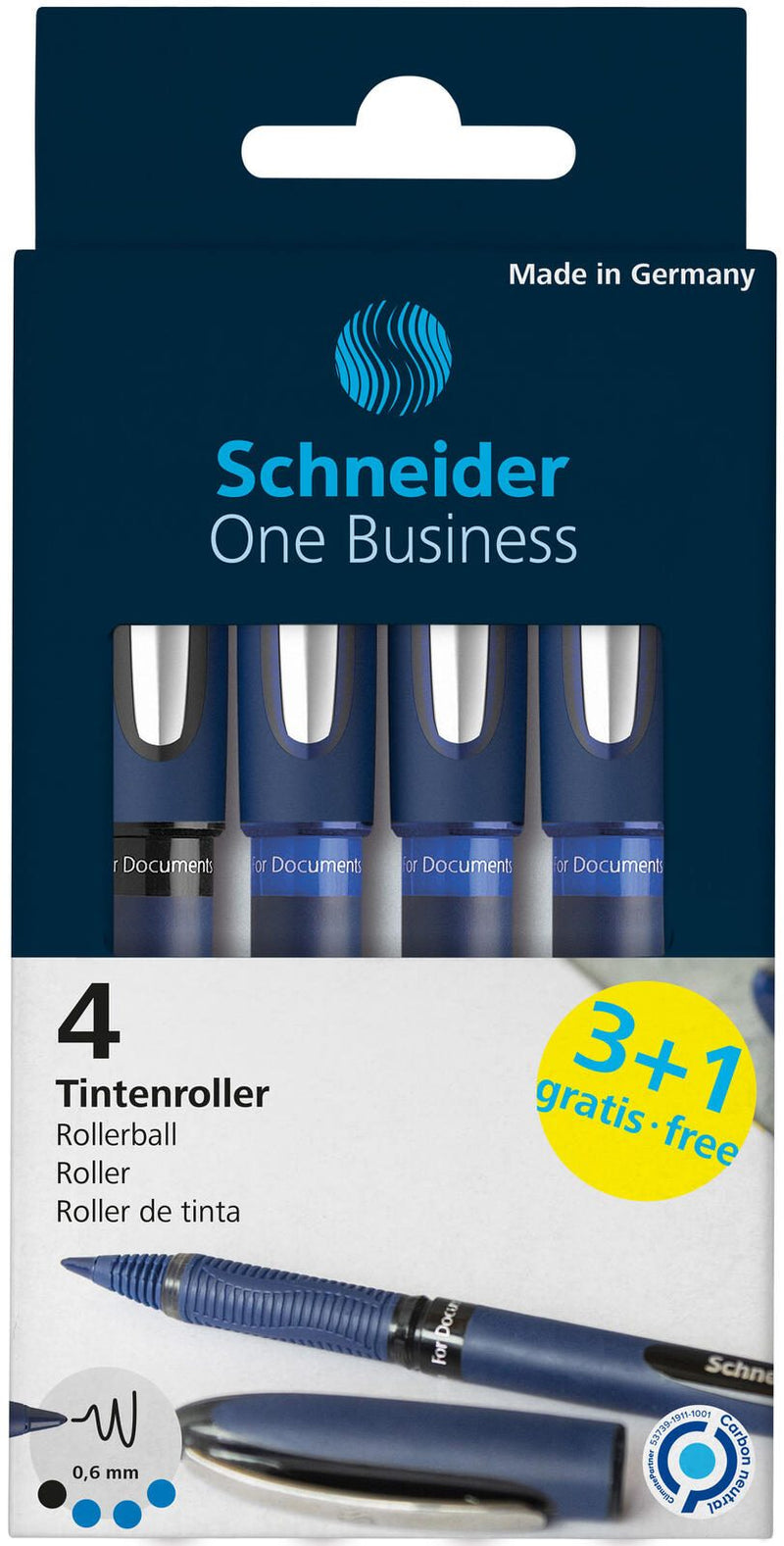 Schneider One Business Tintenroller 0,6 mm 3 St. blau, 1 St. schwarz