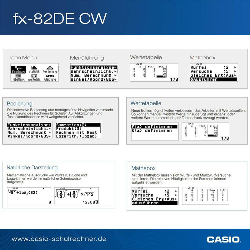CASIO Schulrechner FX-82DE CW