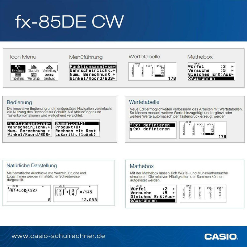 CASIO Schulrechner FX-85DE CW
