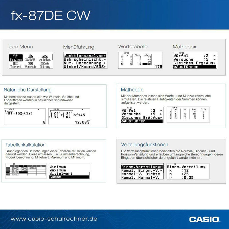 CASIO Schulrechner FX-87DE CW