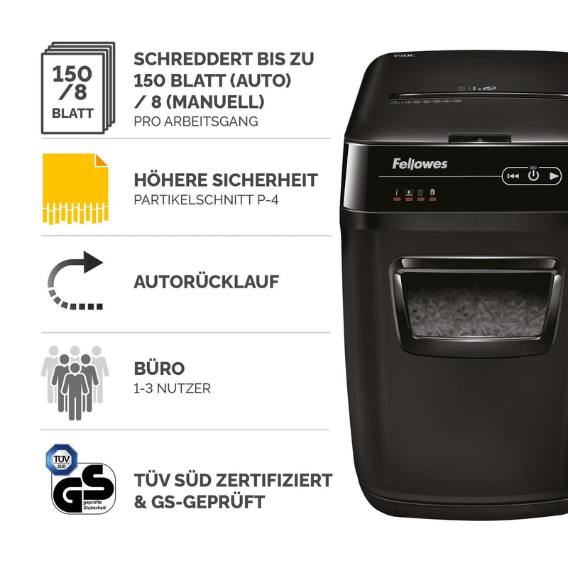 Fellowes Automax 150c Aktenvernichter mit Partikelschnitt