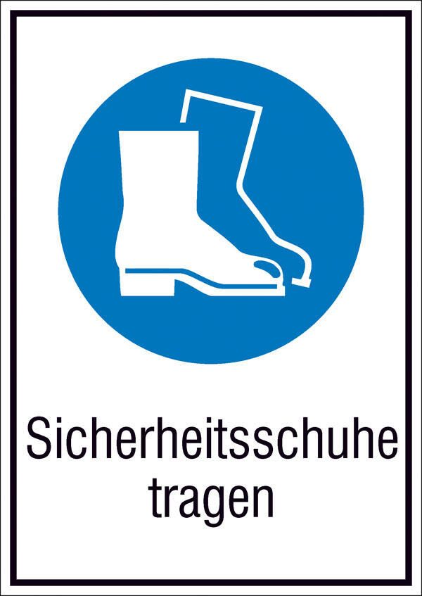 SafetyMarking® Gebotsaufkleber Sicherheitsschuhe tragen 13.1 cm x 18.5 cm