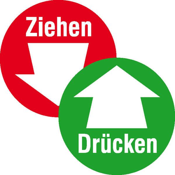 SafetyMarking® Hinweisaufkleber Drücken/Ziehen mit Pfeil 10 cm