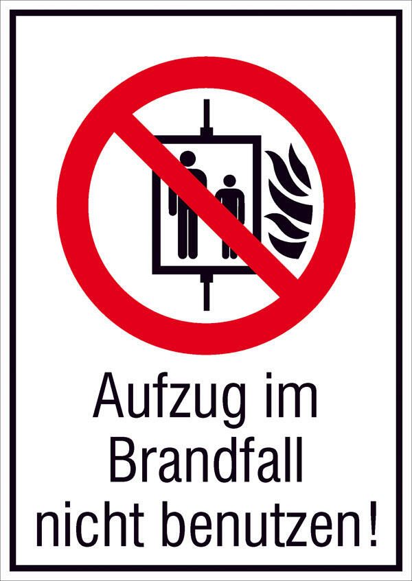SafetyMarking® Verbotsaufkleber Aufzug im Brandfall nicht benutzen 10.5 cm x 14.8 cm
