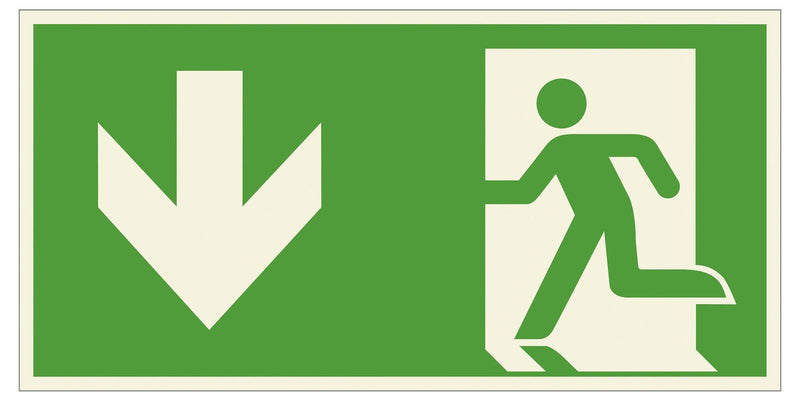 SafetyMarking® Rettungszeichen-Aufkleber Notausgang links abwärts 30 cm x 15 cm