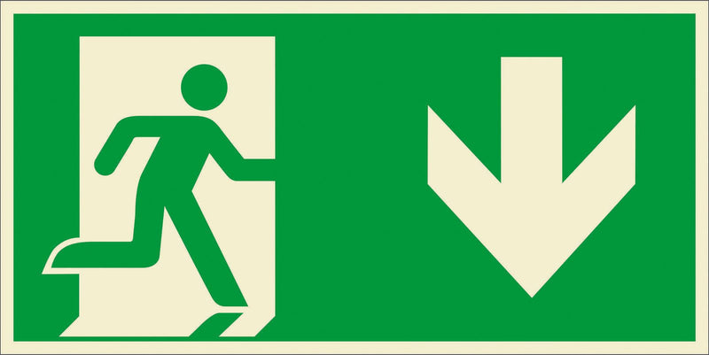 SafetyMarking® Rettungszeichen Notausgang rechts, abwärts 30 cm x 15 cm