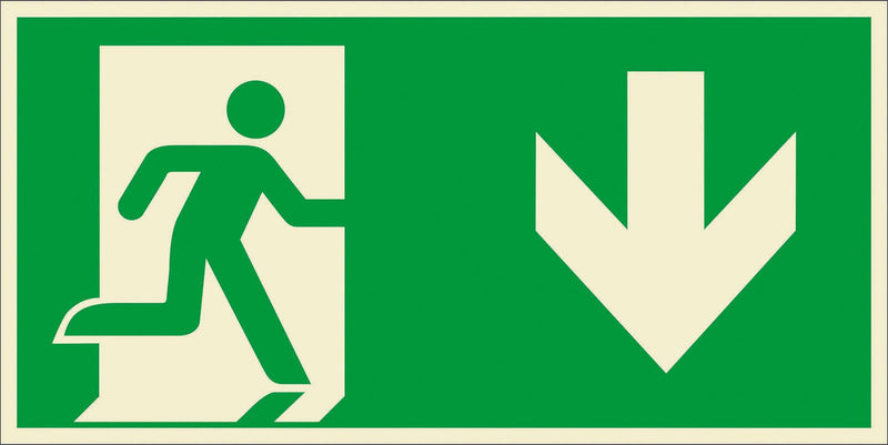 SafetyMarking® Rettungszeichen Notausgang rechts, abwärts 30 cm x 15 cm