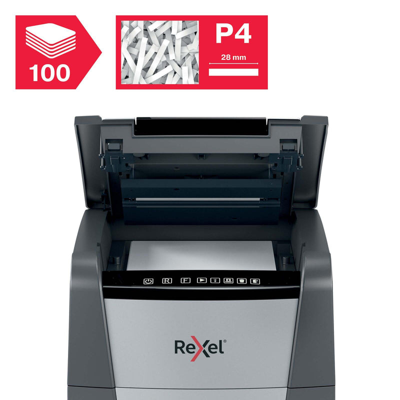 Rexel Optimum AutoFeed 100X Aktenvernichter mit Partikelschnitt