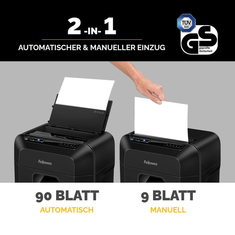 Fellowes Automax 90M Aktenvernichter mit Partikelschnitt