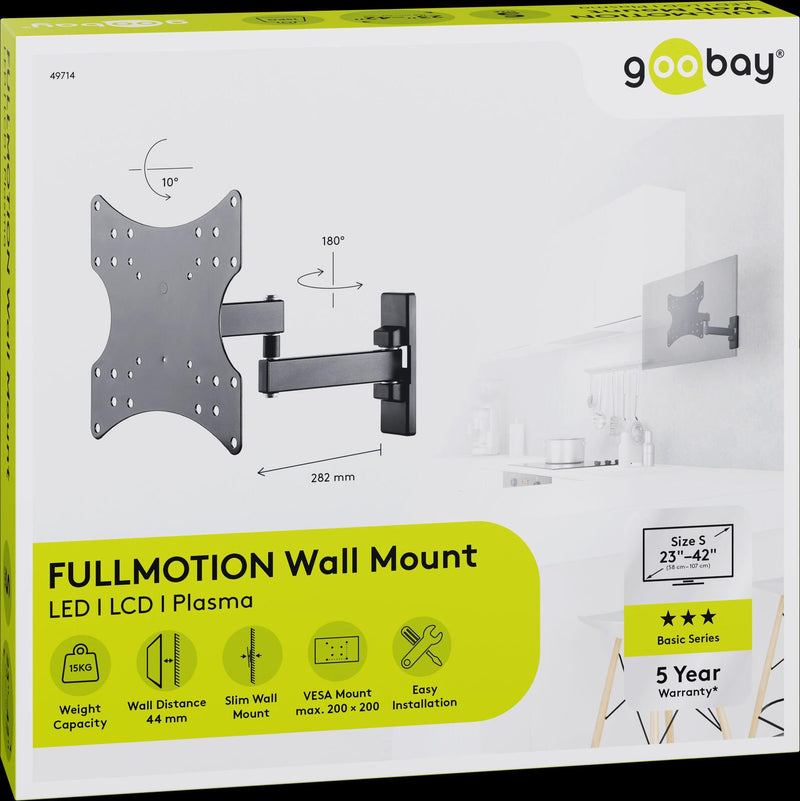 goobay TV-Wandhalterung Basic FULLMOTION schwarz