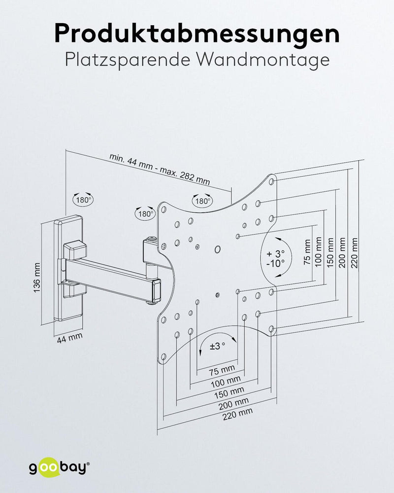 goobay TV-Wandhalterung Basic FULLMOTION schwarz