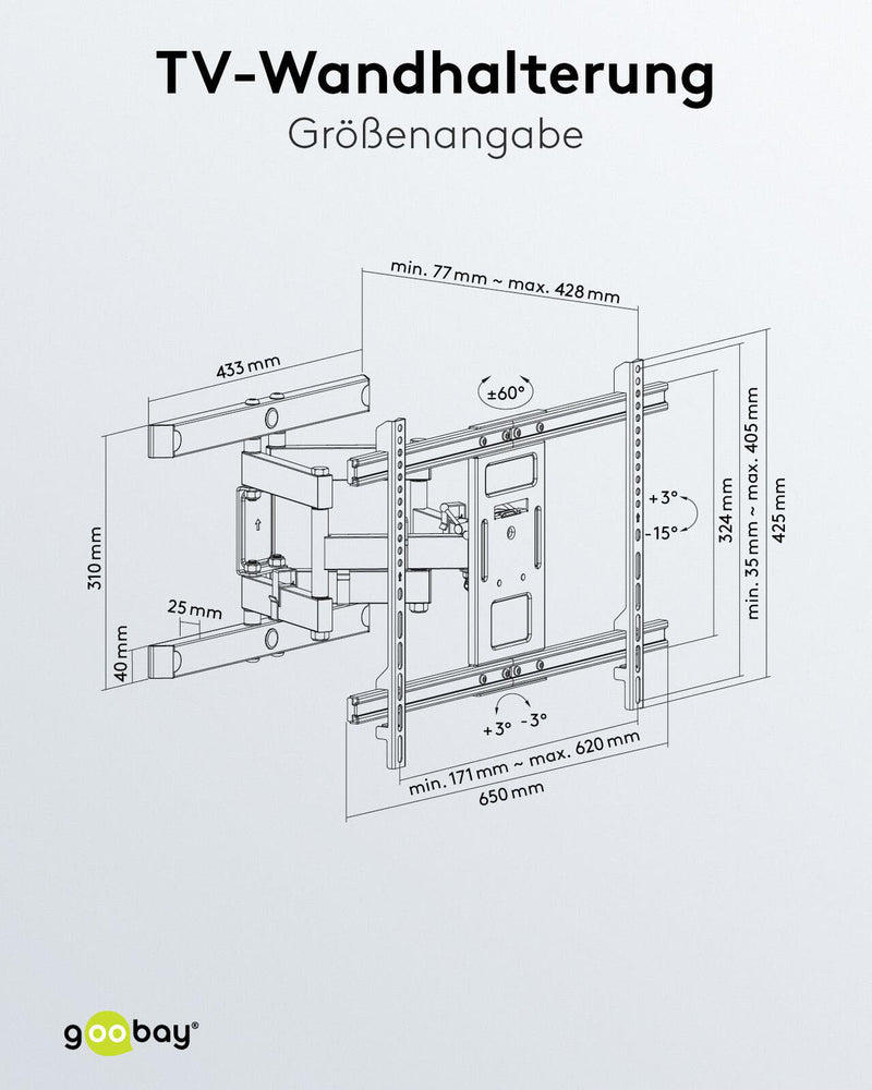 goobay TV-Wandhalterung Pro FULLMOTION schwarz