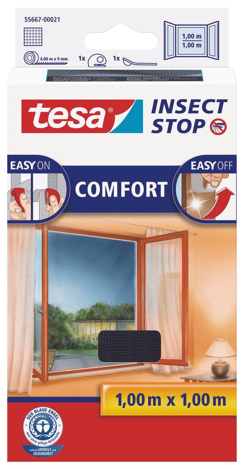 tesa Fliegengitter Insect Stop COMFORT anthrazit 1,0 x 1,0 m