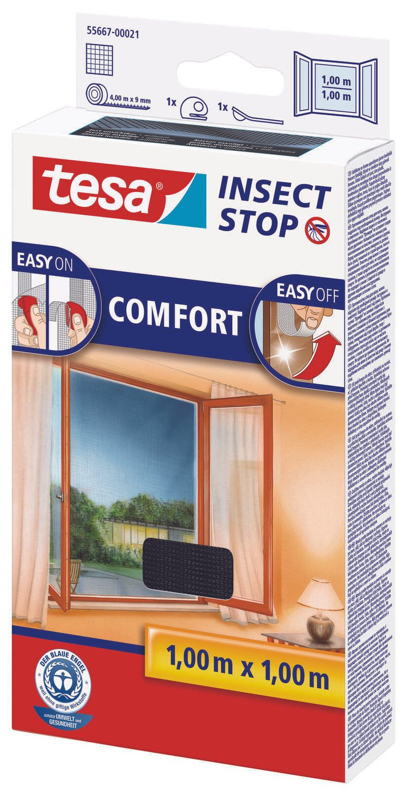 tesa Fliegengitter Insect Stop COMFORT anthrazit 1,0 x 1,0 m