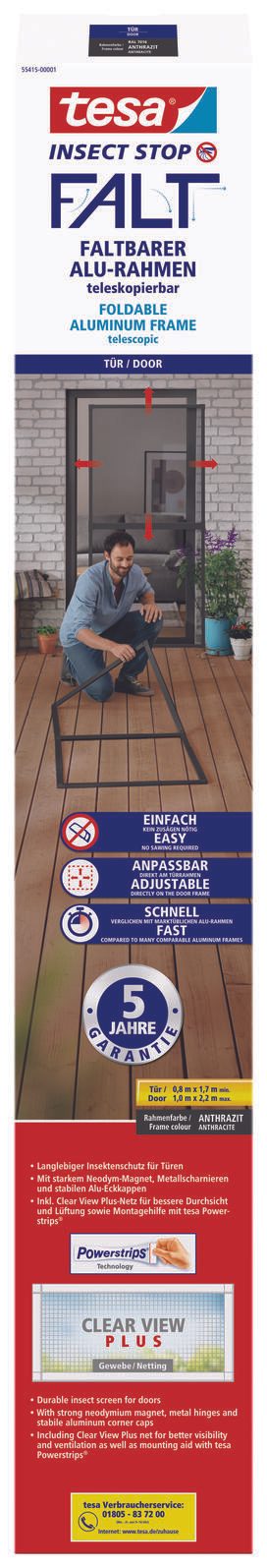 tesa Fliegengitter Insect Stop FALT anthrazit 1,0 x 2,20 m